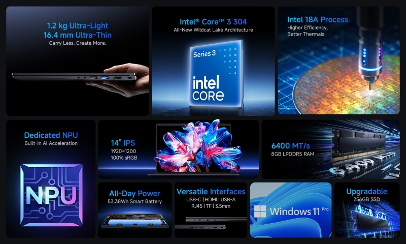 Chuwi начала принимать предзаказы на ноутбук UniBook с процессором Intel Wildcat Lake и ценой от&nbsp;$449