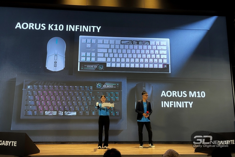 Gigabyte представила флагманскую клавиатуру Aorus K10 Infinity с OLED-экраном и быструю мышь M10 Infinity