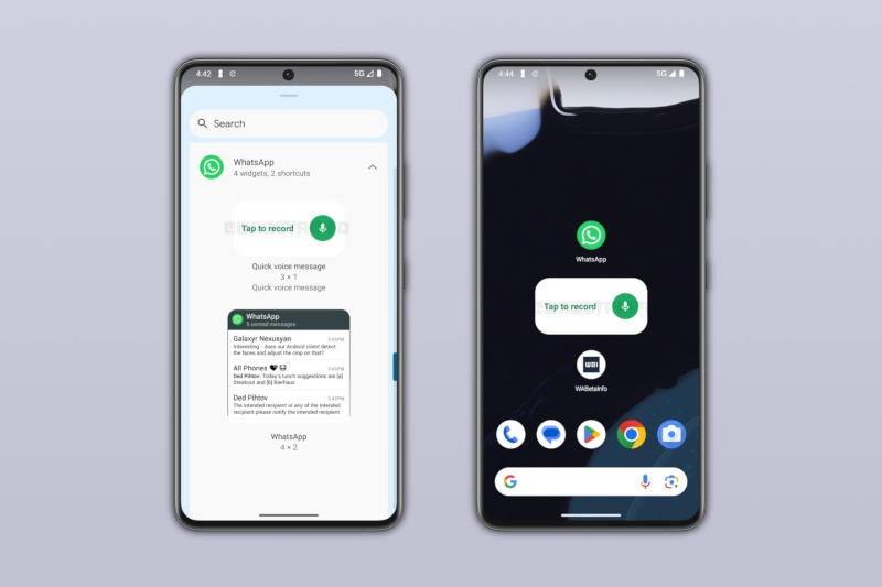 Голосовые сообщения в WhatsApp можно будет отправлять не открывая приложение &mdash; прямо из виджета