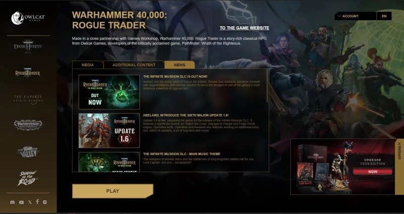 &laquo;Лорд-капитаны, мы услышали ваше мнение&raquo;: Owlcat Games убрала лаунчер из Warhammer 40,000: Rogue Trader спустя день после запуска