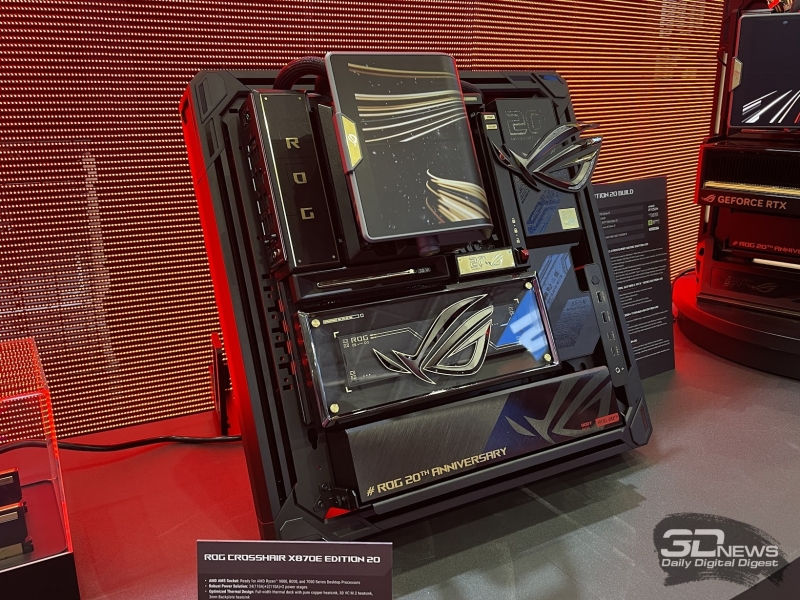 Репортаж со стенда ASUS на Computex 2026: юбилейные материнские платы, огромная видеокарта, быстрые мониторы и другие новинки