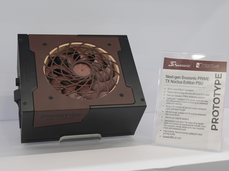 Seasonic показала прототип 1600-Вт блока питания Prime TX Noctua Edition с защитой разъёмов 12V-2&times;6
