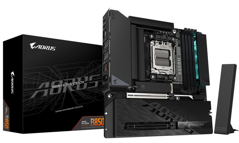 Gigabyte представила компактную плату B850M Aorus Stealth с разъёмами на изнанке