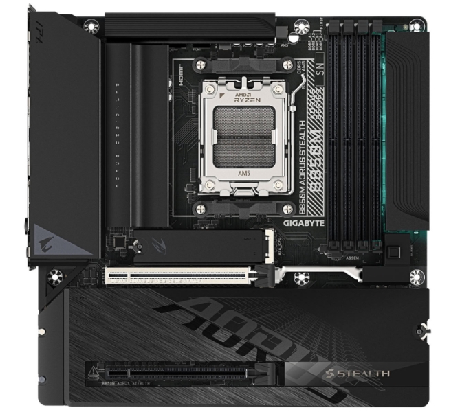 Gigabyte представила компактную плату B850M Aorus Stealth с разъёмами на изнанке