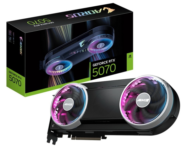 Gigabyte представила видеокарту Aorus GeForce RTX 5070 Infinity с экстравагантным кулером и скрытым питанием