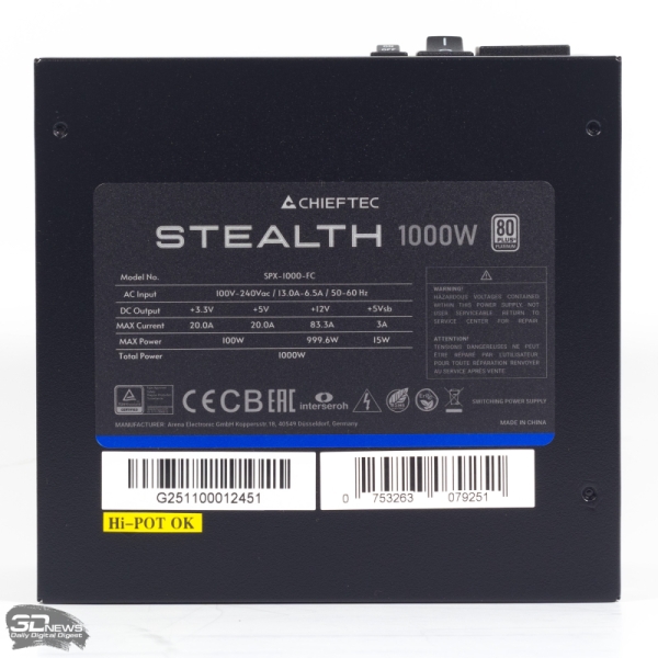 Обзор блока питания Chieftec Stealth (SPX-1000-FC)