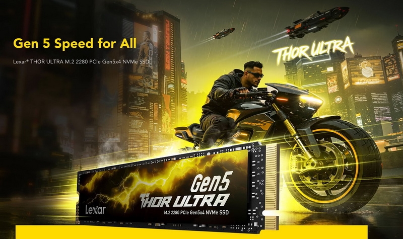 Lexar выпустила Thor Ultra — SSD с PCIe 5.0, до 4 Тбайт и скоростью до 11 Гбайт/с