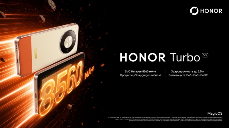 Стартовали российские продажи смартфона Honor Turbo с батареей на 8650 мА·ч по цене 36 990 рублей
