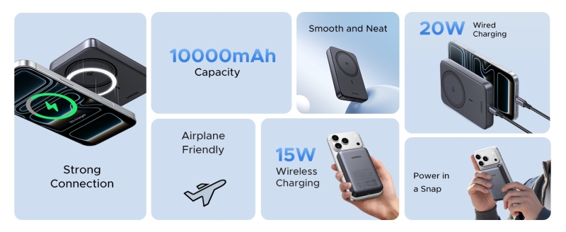 UGREEN выпустила в России зарядку Nexode Air на 65 Вт, магнитный аккумулятор MagFlow на 10 000 мА·ч и пауэрбанк Nexode Pro на 200 Вт и 25 000 мА·ч