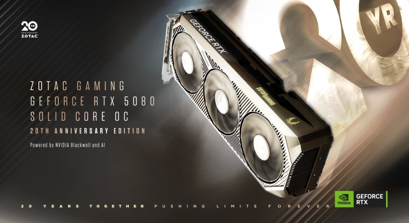 Zotac представила видеокарту GeForce RTX 5080 Solid Core OC 20th Anniversary Edition к своему 20-летию