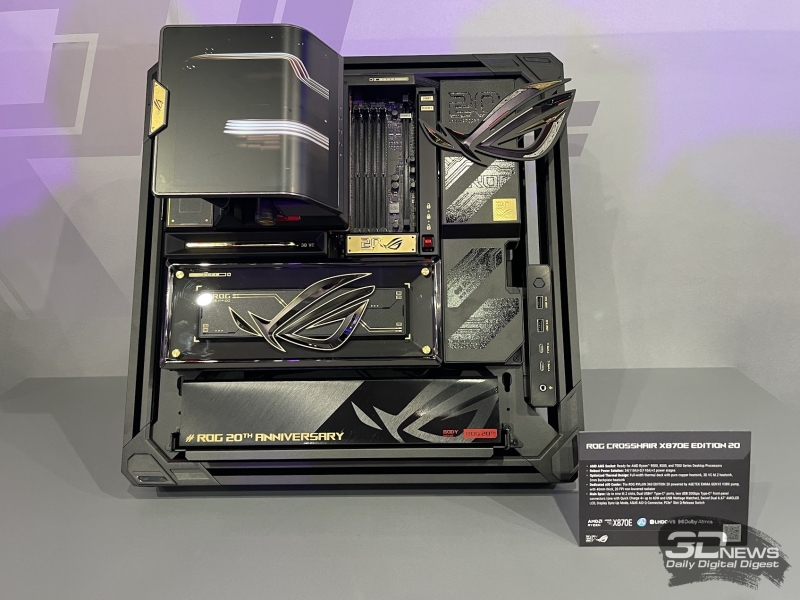 Asus встроила во флагманскую плату ROG Crosshair X870E Edition 20 огромный OLED-дисплей и&nbsp;360-мм СЖО