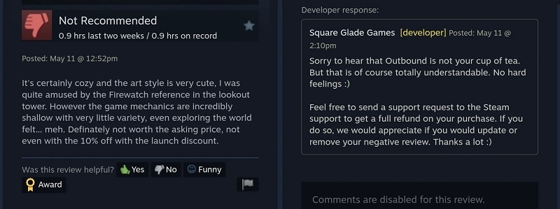 Инди-разработчик попросил пользователя Steam удалить негативный отзыв и получил ещё больше негативных отзывов