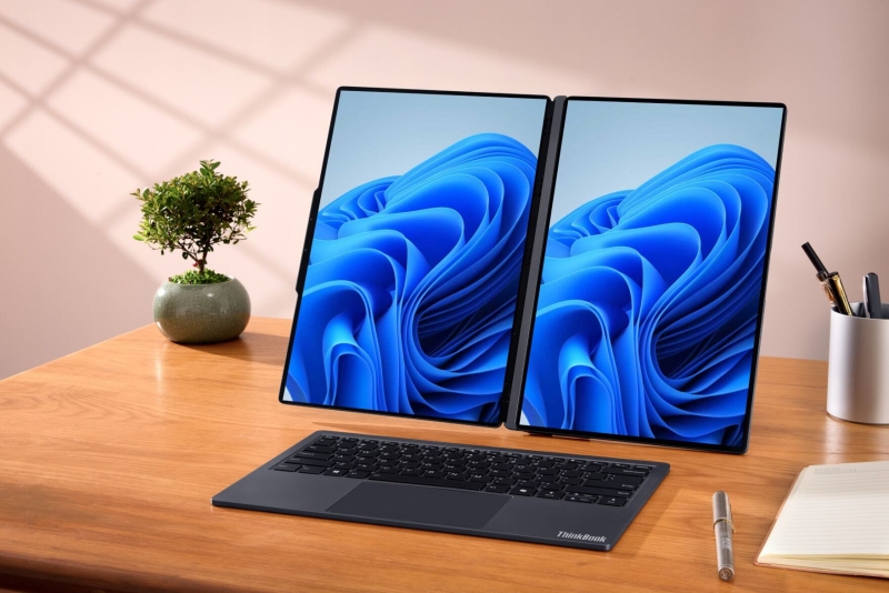 Lenovo представила концепт модульного ноутбука ThinkBook Modular AI PC с парой экранов и отсоединяемой клавиатурой