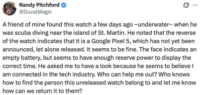 Создатель Borderlands показал ещё не анонсированные Google Pixel Watch 5, якобы найденные на дне моря